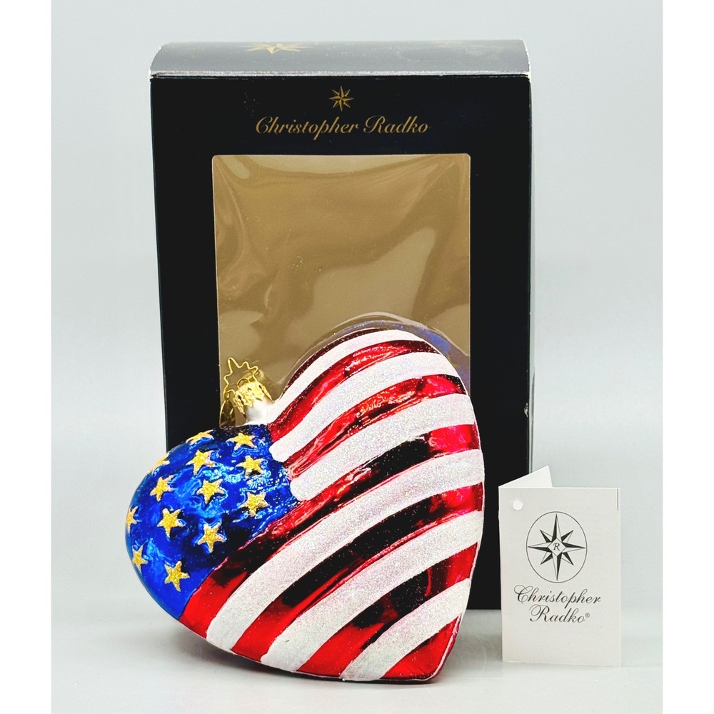 Christopher Radko Brave Heart Ornament American Flag 9/11 Red Cross